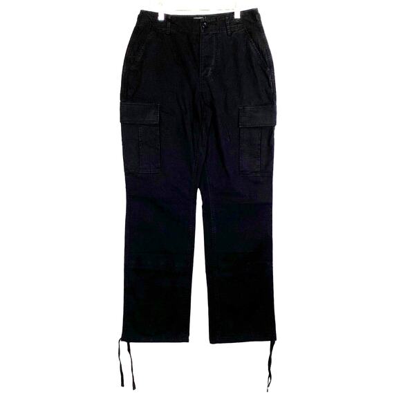 Good American Cargo Pants Womens Sz 4/27 Black Hi Rise Wide Leg Y2K Cyber Grunge - Picture 2 of 12
